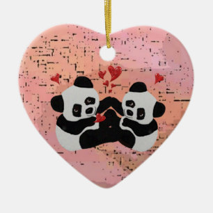 Adorno De Cerámica Corazones preciosos de la panda