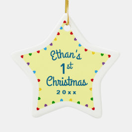 Adorno De Cerámica Corazones primera estrella de regalo para Navidade