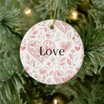 Adorno De Cerámica Corazones rosados Amor floral<br><div class="desc">Corazones rosados Amor floral</div>