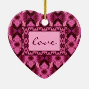 Adorno De Cerámica Corazones rosados Damask