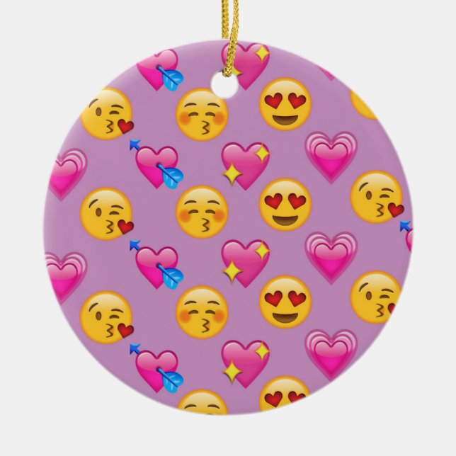 Adorno De Cerámica Corazones y amor Patternsd rosado de la emoji (Frente)