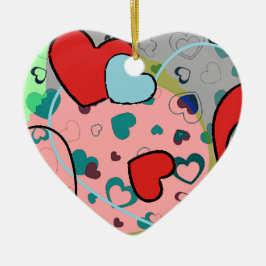 Adorno De Cerámica Corazones y Corazones