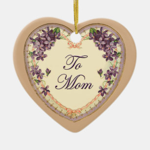 Adorno De Cerámica Corazones y flores florales vintage