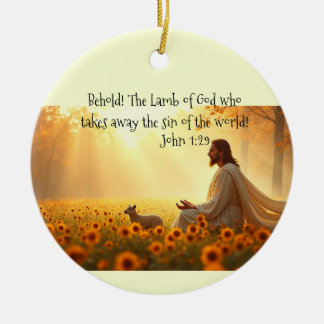 Adorno De Cerámica Cordero de Dios Jesús Impresión Acrílica