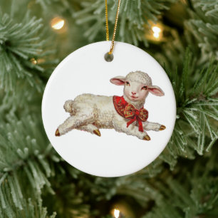 Adorno De Cerámica cordero navidad