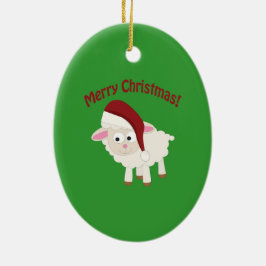 Adorno De Cerámica Cordero navideño