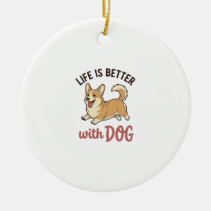 Adorno De Cerámica Corgi Adorable La Vida Es Mejor Con Diseño De Perr