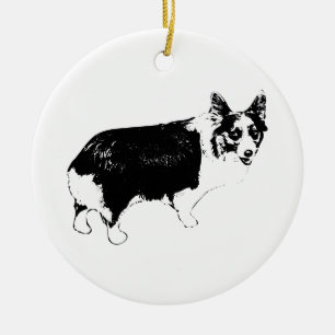 Adorno De Cerámica Corgi Brillante en el Árbol
