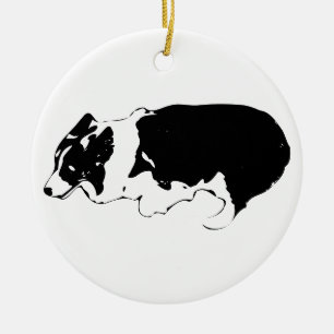 Adorno De Cerámica Corgi camina entre las luces