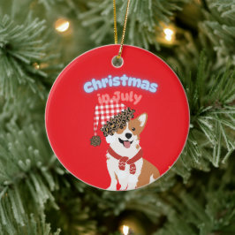 Adorno De Cerámica Corgi Christmas in July Ornament