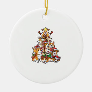 Adorno De Cerámica Corgi Christmas Tree Dog Santa Merry Corgmas Xmas