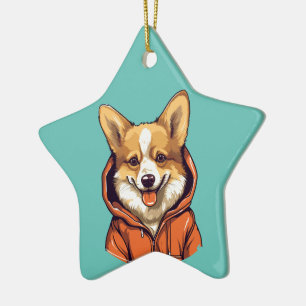 Adorno De Cerámica Corgi Divertido con Sudadera