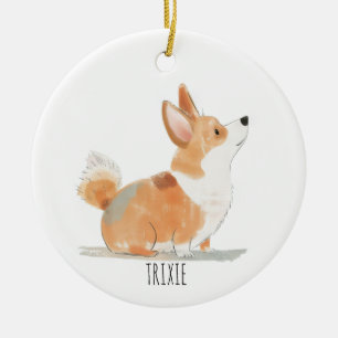 Adorno De Cerámica Corgi Dog