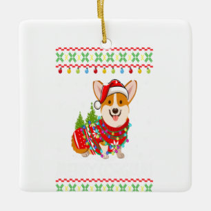 Adorno De Cerámica Corgi Dog Merry Corgmas Santa Corgi Navidades feos
