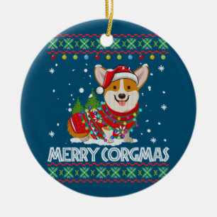 Adorno De Cerámica Corgi Dog Merry Corgmas Santa Corgi Navidades feos