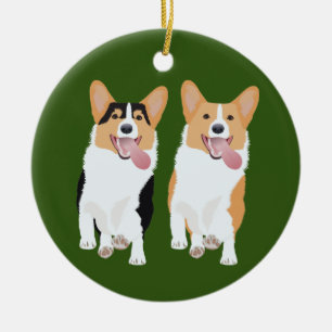 Adorno De Cerámica Corgi Friends