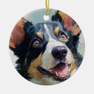 Adorno De Cerámica Corgi galés de Cardigan acuarela