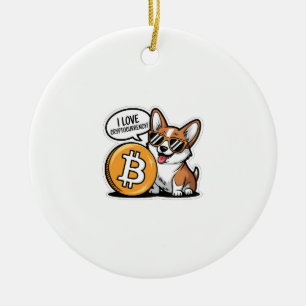 Adorno De Cerámica Corgi Genial Ama Criptomoneda