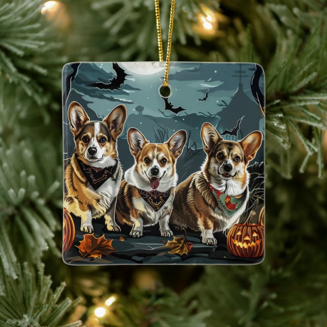 Adorno De Cerámica Corgi Halloween Spooky (Árbol)