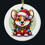Adorno De Cerámica Corgi Merry Christmas Winter Animals Cute Corgis<br><div class="desc">El Corgi para Navidades con luces de hadas. Animales divertidos con luces y gorras de amigos para las vacaciones. Los corgis son animales dulces y perfectos para los Navidades. Perfecto para sus hijos en la temporada de navidades.</div>