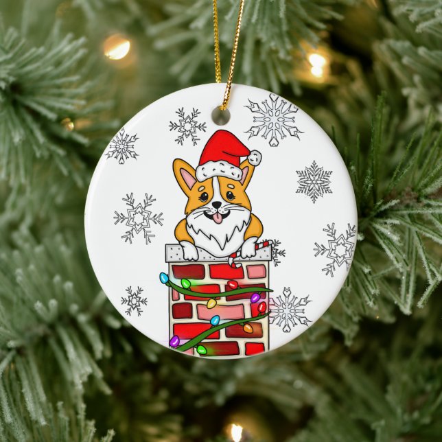 Adorno De Cerámica Corgi Navidades personalizados (Árbol)