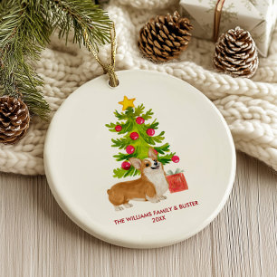 Adorno De Cerámica Corgi Perro Navidad Personalizada