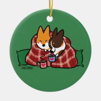 Adorno De Cerámica Corgi Snuggles Ornament