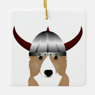 Adorno De Cerámica Corgi Viking Ornament