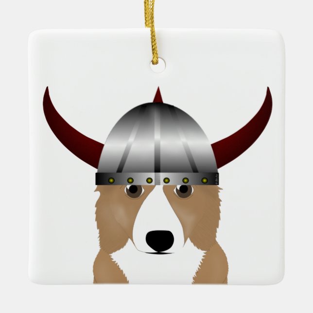 Adorno De Cerámica Corgi Viking Ornament (Anverso)