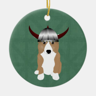 Adorno De Cerámica Corgi Viking Ornament
