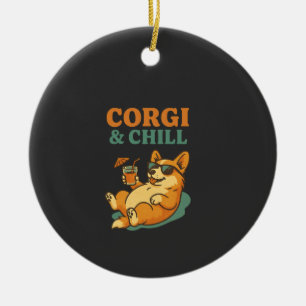 Adorno De Cerámica Corgi y Relajarse