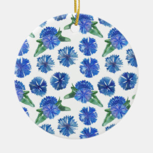Adorno De Cerámica Cornflowers hermosos del azul de la acuarela