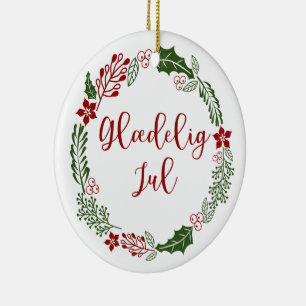 Adorno De Cerámica Corona Danesa de Navidad, Glædelig jul