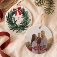 Corona de acuarela personalizada Foto Navidad