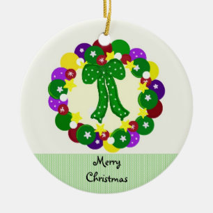 Adorno De Cerámica Corona de Navidad de Colores Festivos