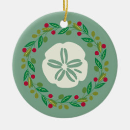 Adorno De Cerámica Corona de Navidad de conchas de dólar de arena