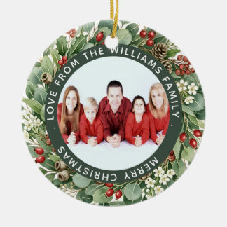 Adorno De Cerámica Corona de Navidad de Follaje Foto de Familia Navid
