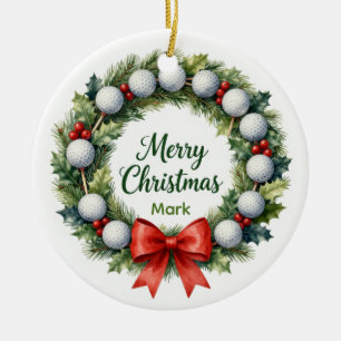 Adorno De Cerámica Corona de Navidad de Golf