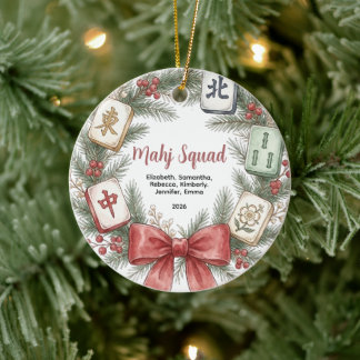 Adorno De Cerámica Corona de Navidad del Grupo Mahj Squad