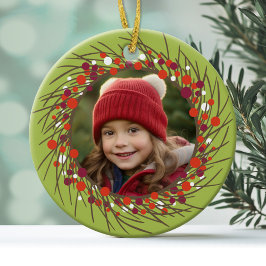 Adorno De Cerámica Corona de Navidad: Doble Cara