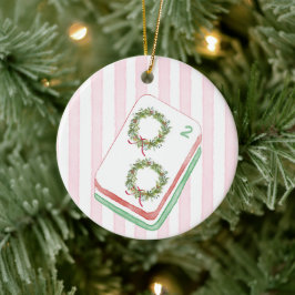 Adorno De Cerámica Corona de Navidad Mahj-y Mahjong 
