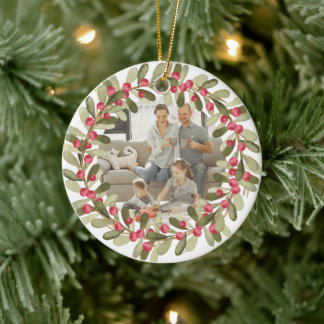 Adorno De Cerámica Corona de Navidad Personalizada con Foto