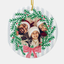 Corona de Navidad personalizada con foto y saludos