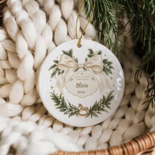 Adorno De Cerámica Corona de Navidad personalizada para el primer beb