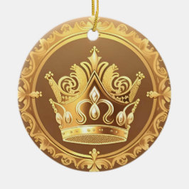Adorno De Cerámica Corona Dorada Elegante