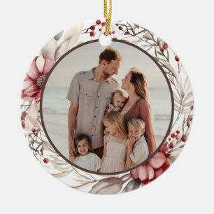 Adorno De Cerámica Corona floral con foto personalizada