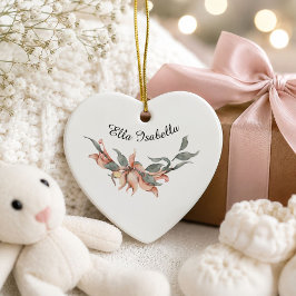 Adorno De Cerámica Corona floral de coral personalizada con nombre
