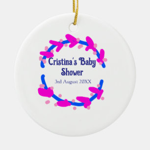 Adorno De Cerámica Corona floral de shower de bebé púrpura azul boho