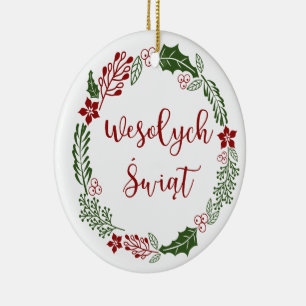 Adorno De Cerámica Corona polaca de navidad, Wesołych świąt