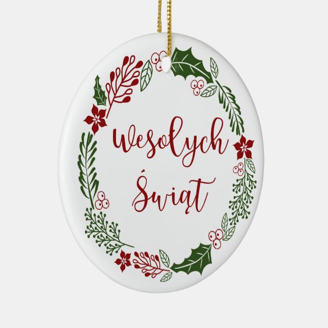 Adorno De Cerámica Corona polaca de navidad, Wesołych świąt (Derecha)